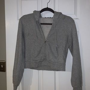 Brandy Melville Grey Cropped Hoodie
